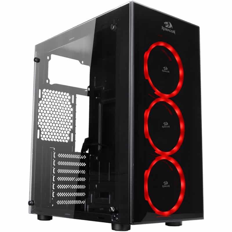 Redragon Thundercracker 3 x RGB LED Tempered Glass Side/Front ATX Gaming Chassis Black - GC-605 - PakByte Computers 