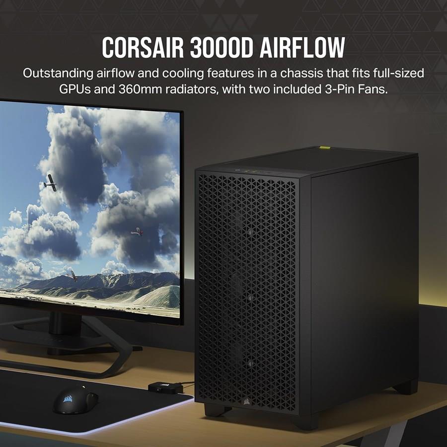 Corsair 3000D Airflow Mid-Tower ATX Case - Black - PakByte Computers 