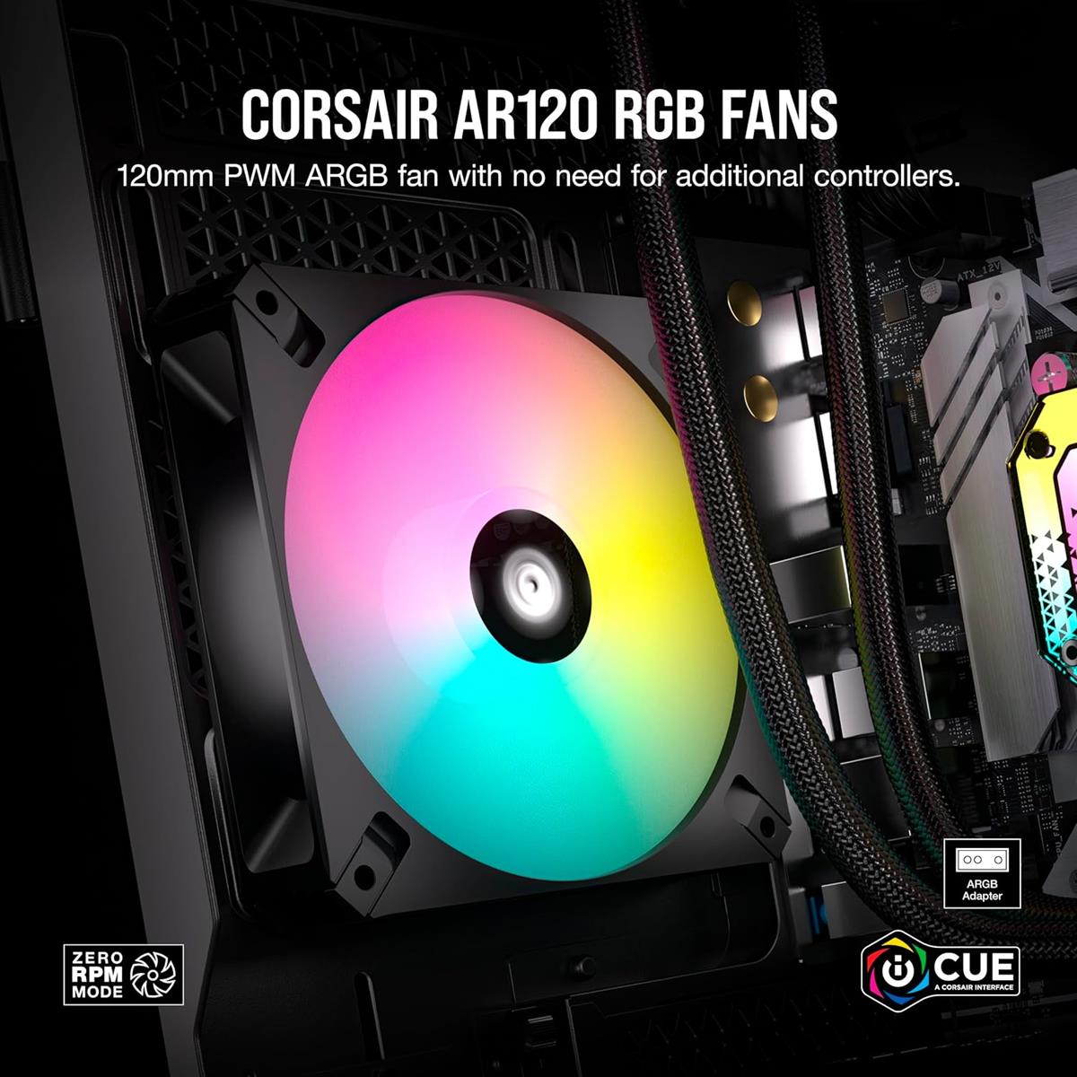 Corsair iCUE AR120 Digital RGB 120mm PWM Fan - Triple Pack - Black - PakByte Computers 