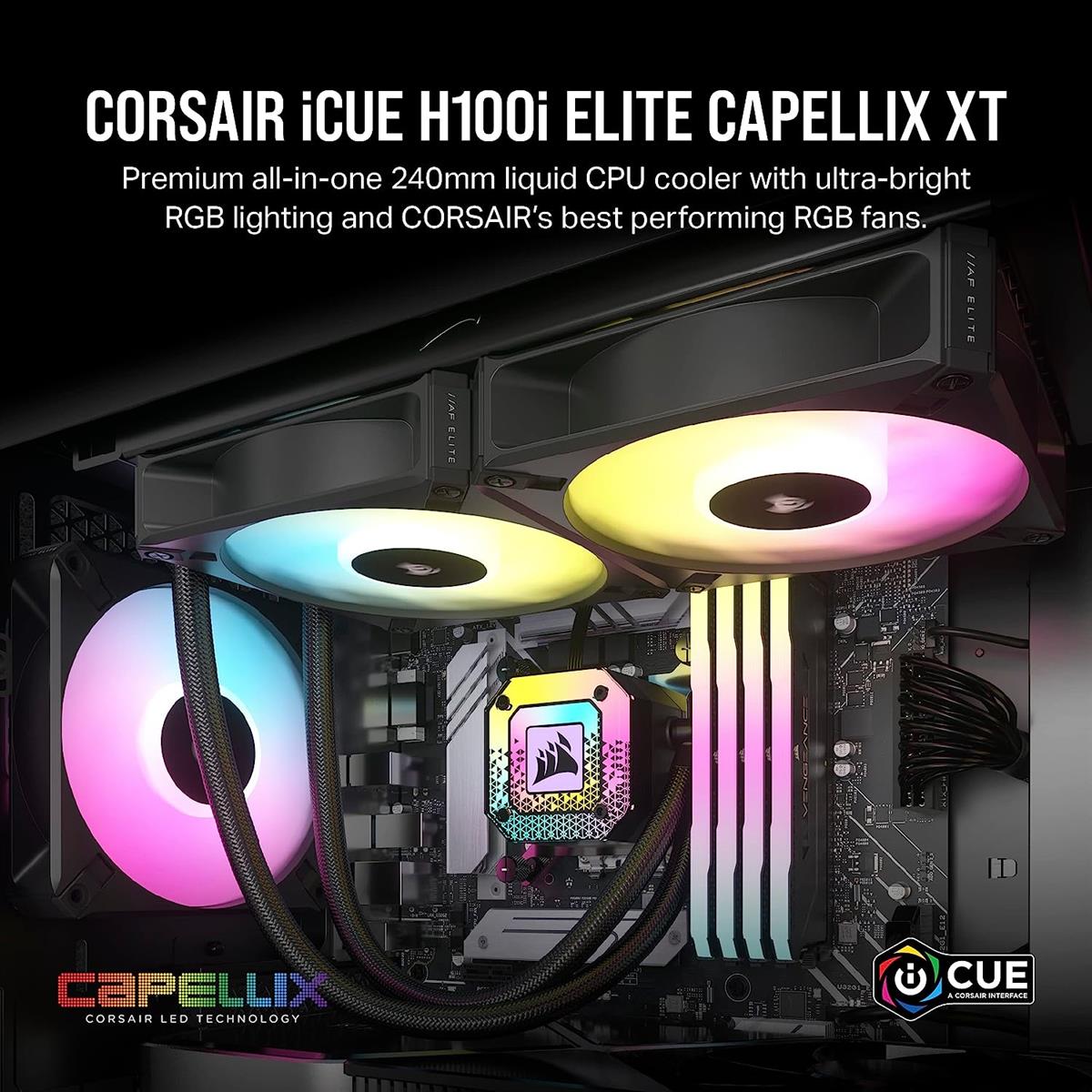 Corsair iCUE H100i Elite Capellix XT 240mm RGB AIO Liquid CPU Cooler - PakByte Computers 