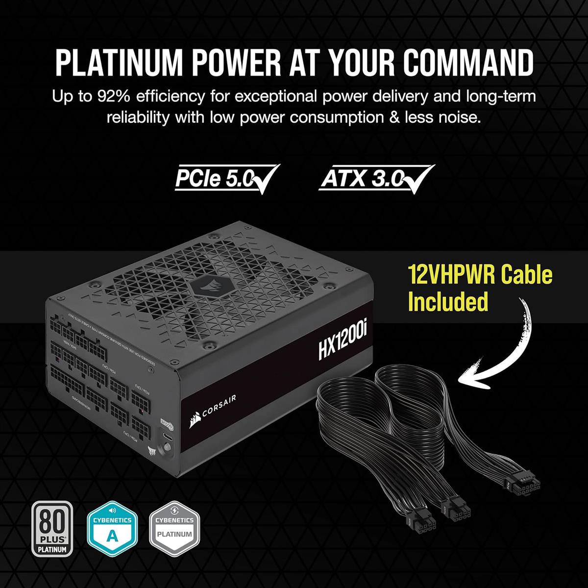 Corsair HX1200i 1200W 80 Plus Platinum Fully Modular Ultra-Low Noise ATX Power Supply - PakByte Computers 