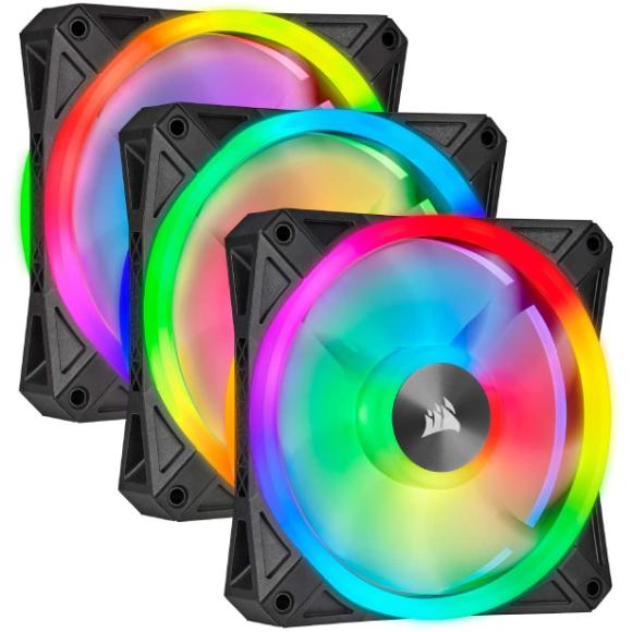 Corsair QL Series, QL120 RGB, 120mm RGB LED Fan, Triple Pack with Lighting Node Core - PakByte Computers 