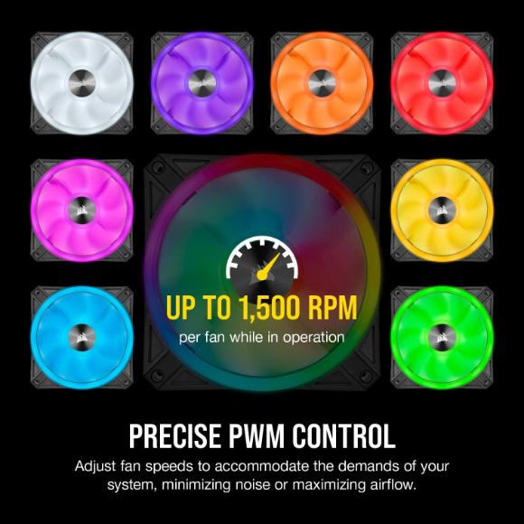 Corsair QL Series, QL120 RGB, 120mm RGB LED Fan, Triple Pack with Lighting Node Core - PakByte Computers 