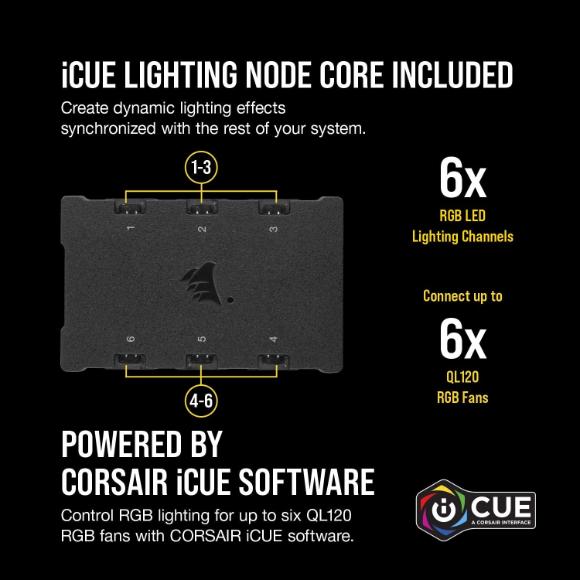 Corsair QL Series, QL120 RGB, 120mm RGB LED Fan, Triple Pack with Lighting Node Core - PakByte Computers 