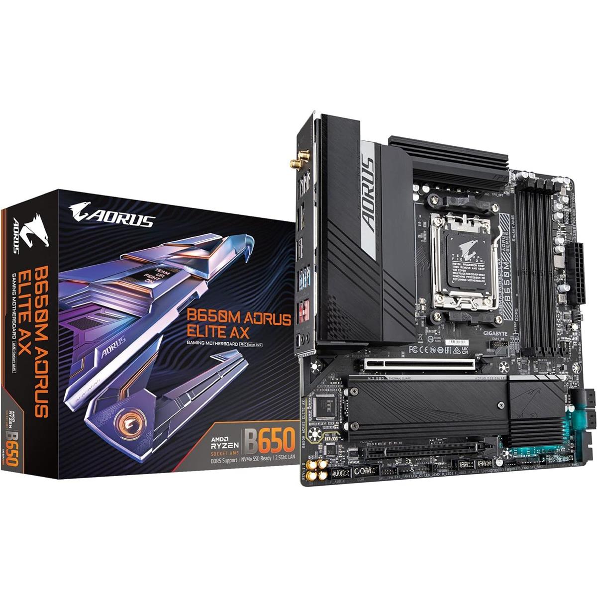 Gigabyte B650M Aorus Elite AX DDR5 AMD AM5 microATX Motherboard - PakByte Computers 