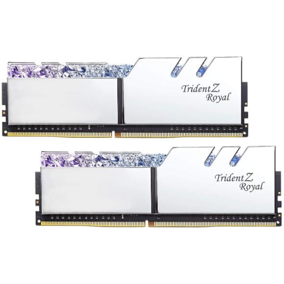 G.Skill 16GB DDR4 Trident Z Royal Silver (2x8GB) 3600MHz PC4-28800 CL18 1.35V Dual Channel Kit - PakByte Computers 