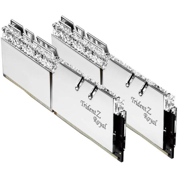 G.Skill 16GB DDR4 Trident Z Royal Silver (2x8GB) 3600MHz PC4-28800 CL18 1.35V Dual Channel Kit - PakByte Computers 