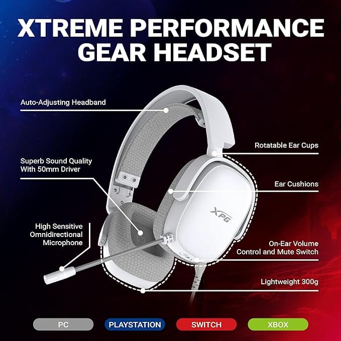 XPG PRECOG - S Gaming Headset WHITE - PakByte Computers 