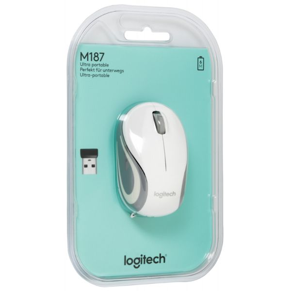 Logitech M187 Wireless Mini Mouse – White - PakByte Computers 