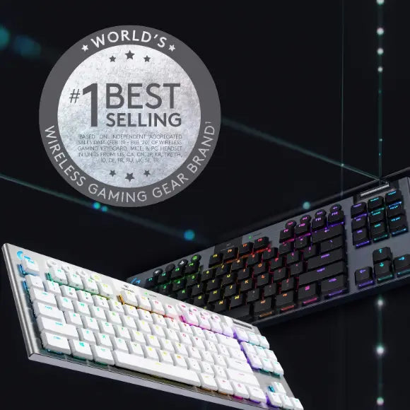 Logitech G915 TKL Tenkeyless LIGHTSPEED Wireless RGB Mechanical Gaming Keyboard - Tactile Switch (White) - PakByte Computers 