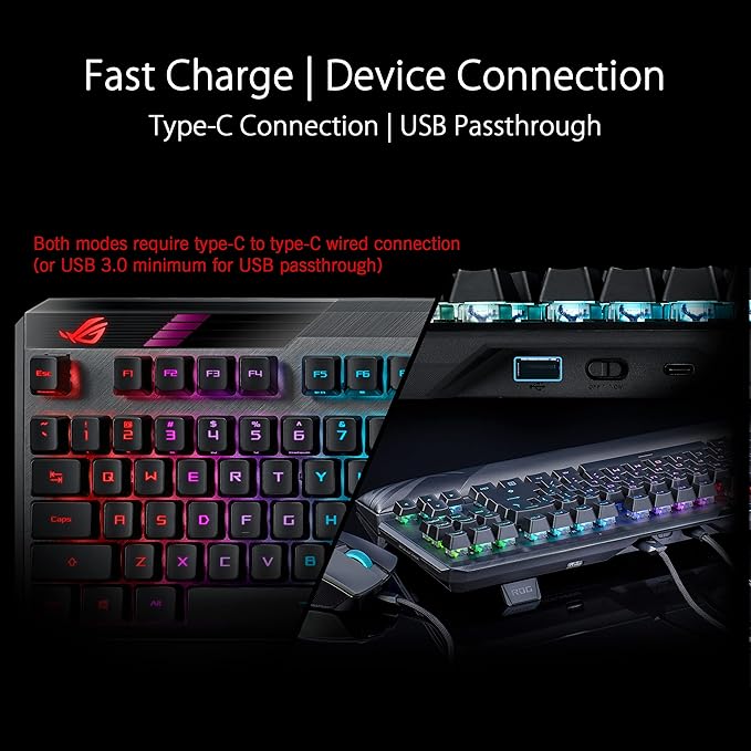 ASUS ROG Claymore II Wireless RGB Modular Gaming Keyboard with Detachable Numpad and RX Red Switches - PakByte Computers 