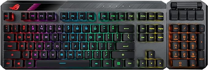 ASUS ROG Claymore II Wireless RGB Modular Gaming Keyboard with Detachable Numpad and RX Red Switches - PakByte Computers 