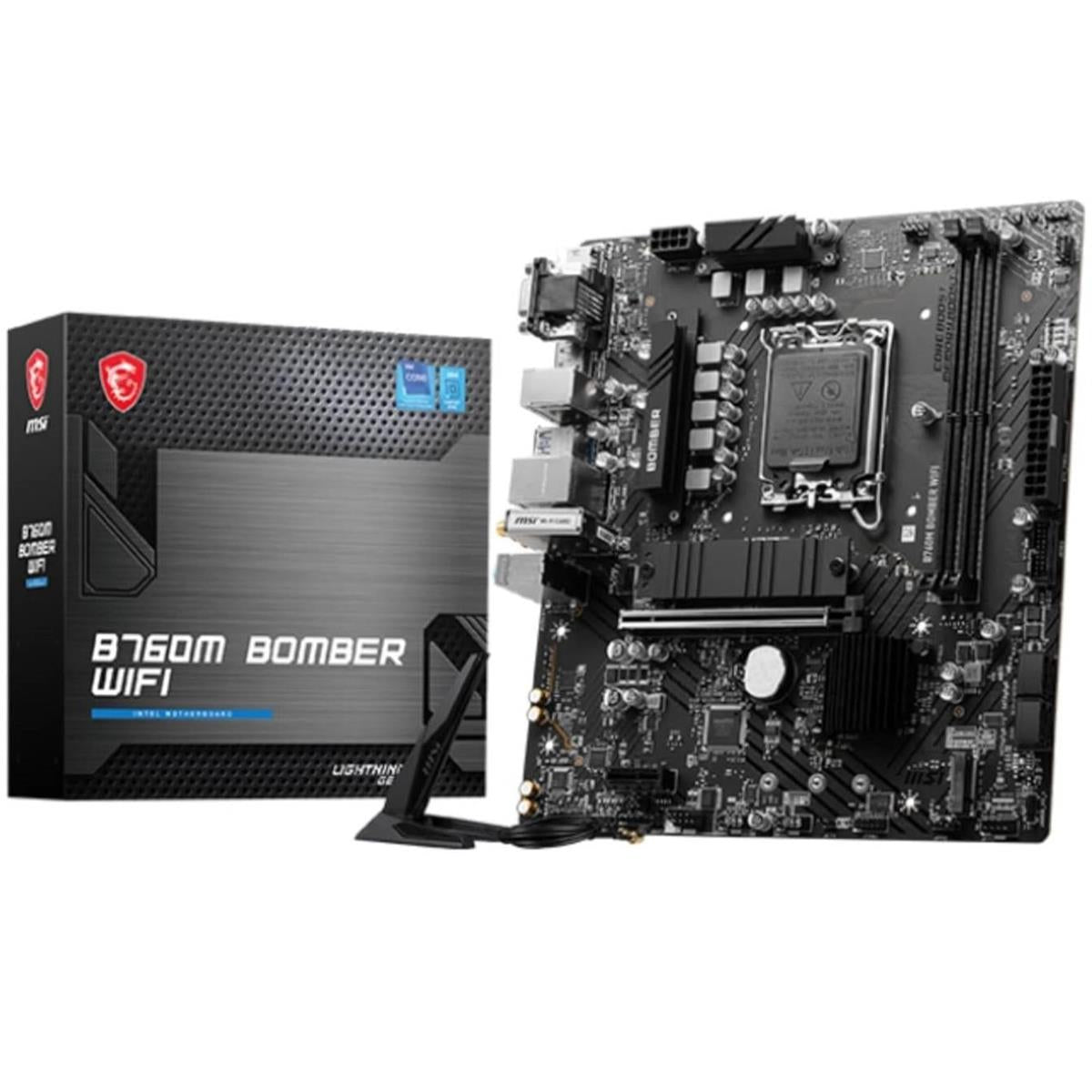 MSI B760M Bomber Wifi DDR5 Intel 12/13/14th Gen microATX Motheboard - PakByte Computers 