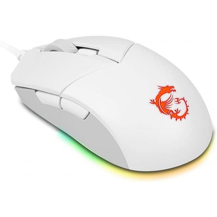 MSI Clutch GM11 White Gaming Mouse, 5000 DPI, 10M Omron Switches, Optical Sensor, Symmetrical Ergonomic Design, RGB Mystic Light Compatible - PakByte  