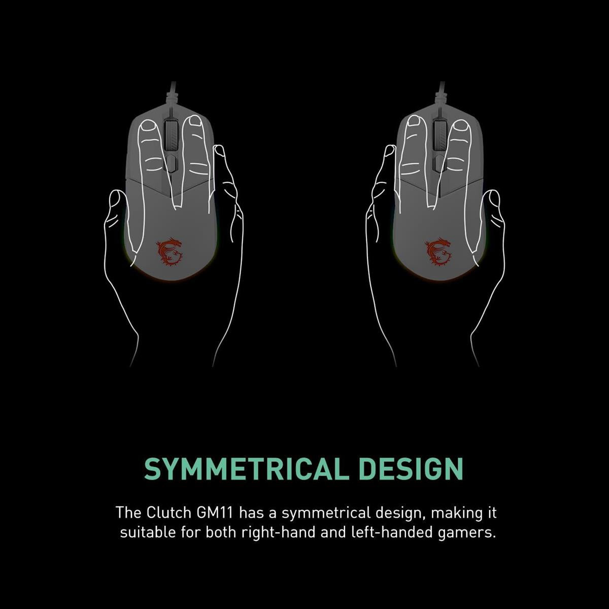 MSI Clutch GM11 White Gaming Mouse, 5000 DPI, 10M Omron Switches, Optical Sensor, Symmetrical Ergonomic Design, RGB Mystic Light Compatible - PakByte  