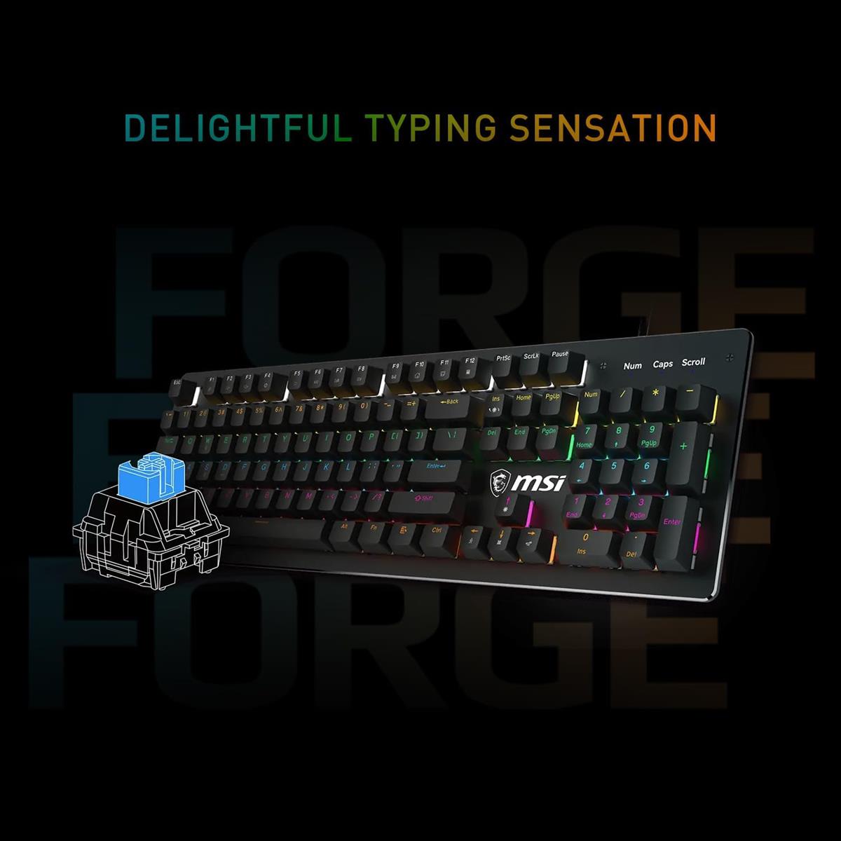 MSI Forge GK300 RGB Gaming Keyboard Mouse Combo - Blue Switches - PakByte Computers 