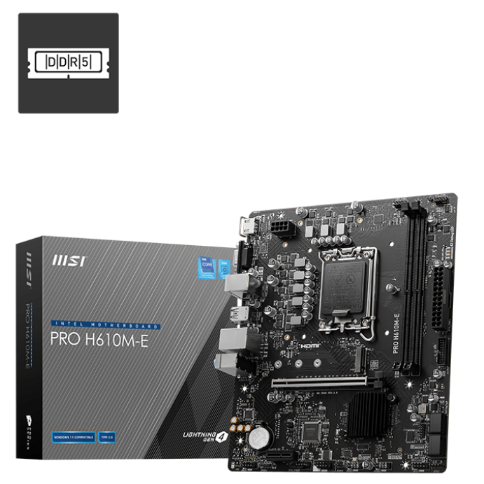 MSI Pro H610M-E DDR5 Intel 12/13th Gen microATX Motherboard - PakByte Computers 