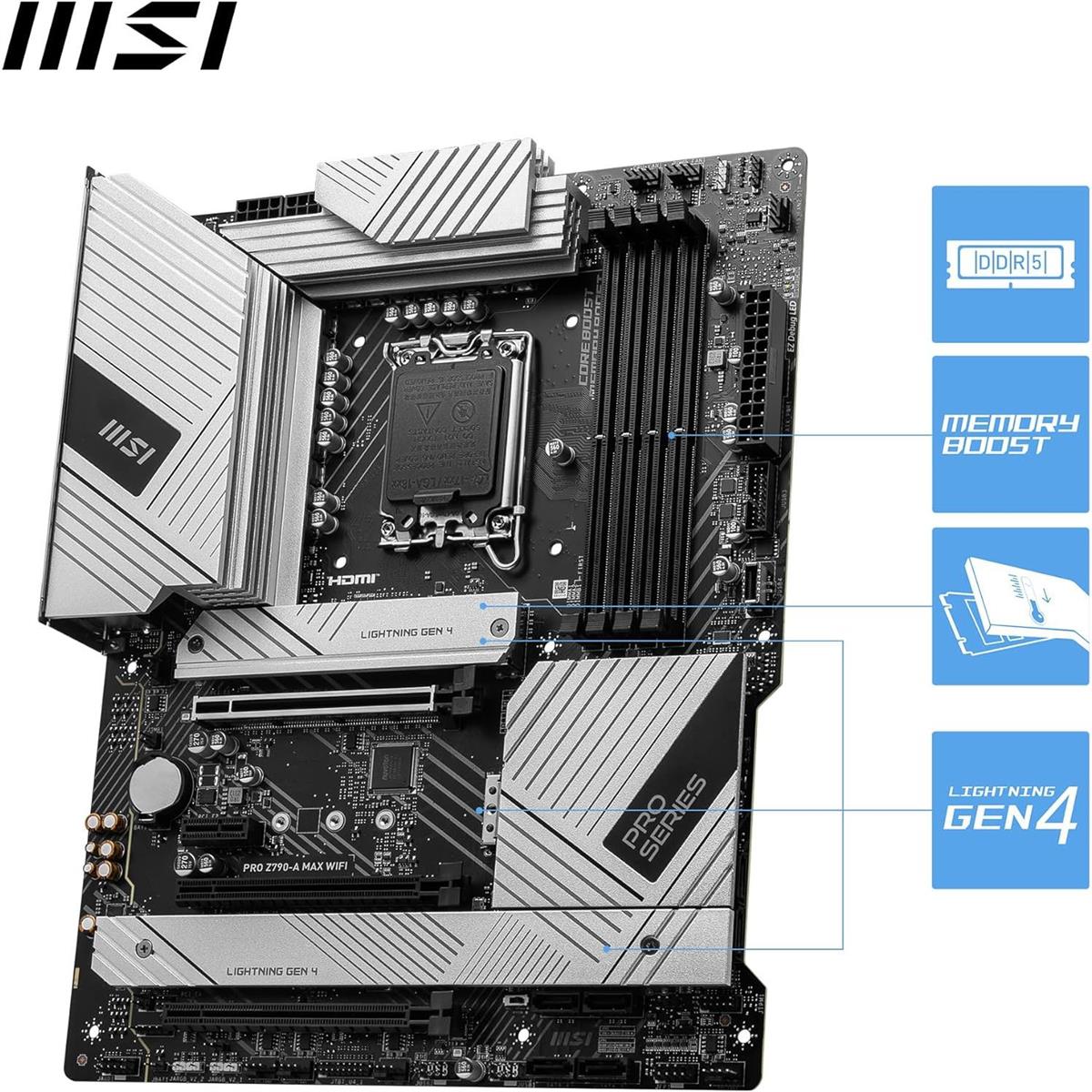 MSI Pro Z790-A Max Wifi DDR5 Intel 12/13/14th Gen ATX Motherboard - PakByte Computers 