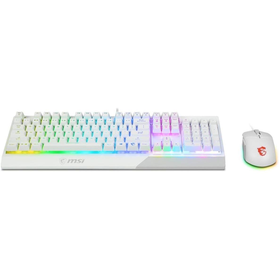 MSI Vigor GK30 Combo White, 6-Zone RGB GK30 Gaming Keyboard & GM11 Gaming Mouse, Water Repellent & Splash-Proof, 5000 DPI - PakByte  