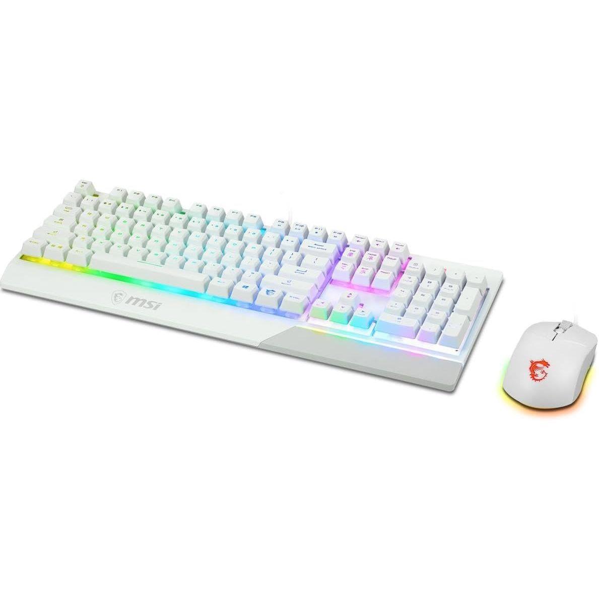 MSI Vigor GK30 Combo White, 6-Zone RGB GK30 Gaming Keyboard & GM11 Gaming Mouse, Water Repellent & Splash-Proof, 5000 DPI - PakByte  