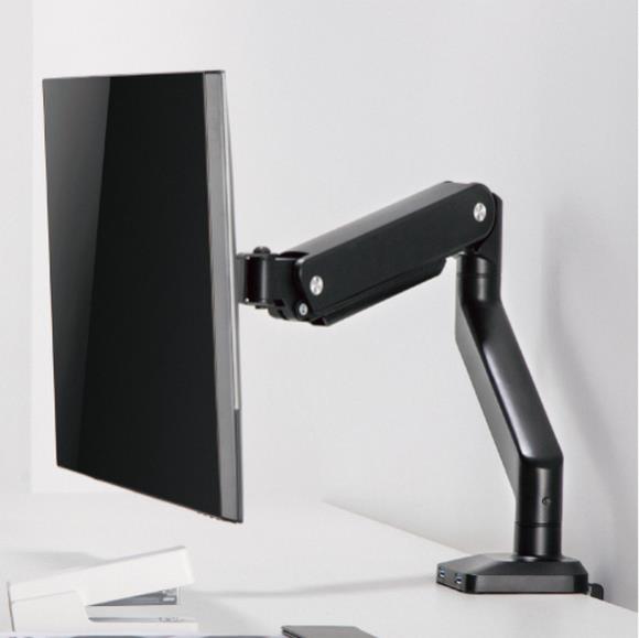 MXG BMA-12U Single  Monitor Premium  Aluminum Spring-Assisted With 3.0 USB Cable Monitor Arm - Matte Black - PakByte Computers 