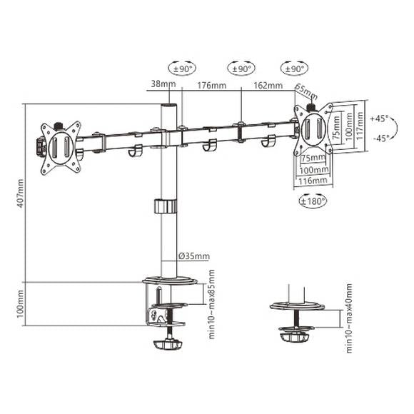 MXG BMA-24P Dual Steel Articulating Monitor Arm - PakByte Computers 