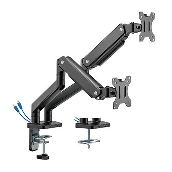 MXG BMA-24U Dual Aluminum Spring-Assisted Monitor Arm with USB - PakByte Computers 