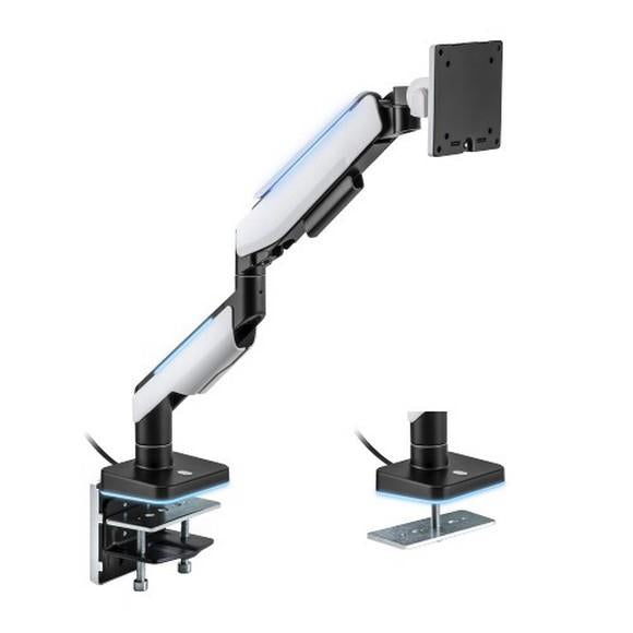 MXG HMA-12R Single Heavy Duty RGB Gaming Monitor Arm - Matte White - PakByte Computers 