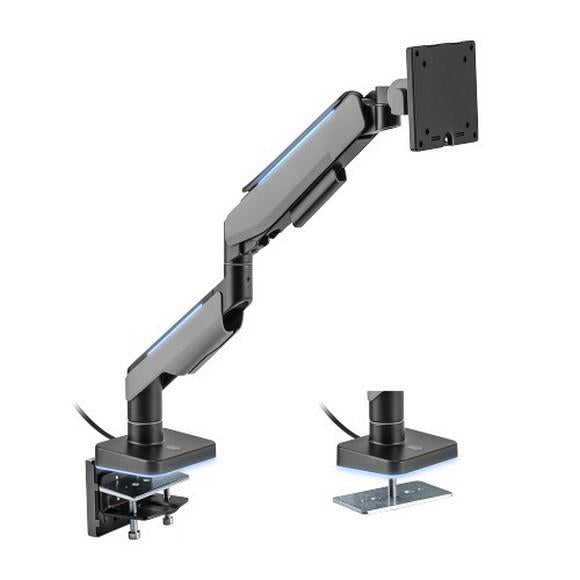 MXG HMA-12R Single Heavy Duty RGB Gaming Monitor Arm - Matte Gray - PakByte Computers 