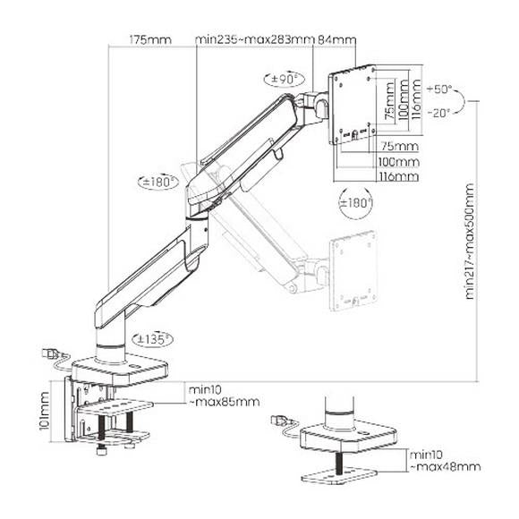 MXG HMA-12R Single Heavy Duty RGB Gaming Monitor Arm - Matte White - PakByte Computers 