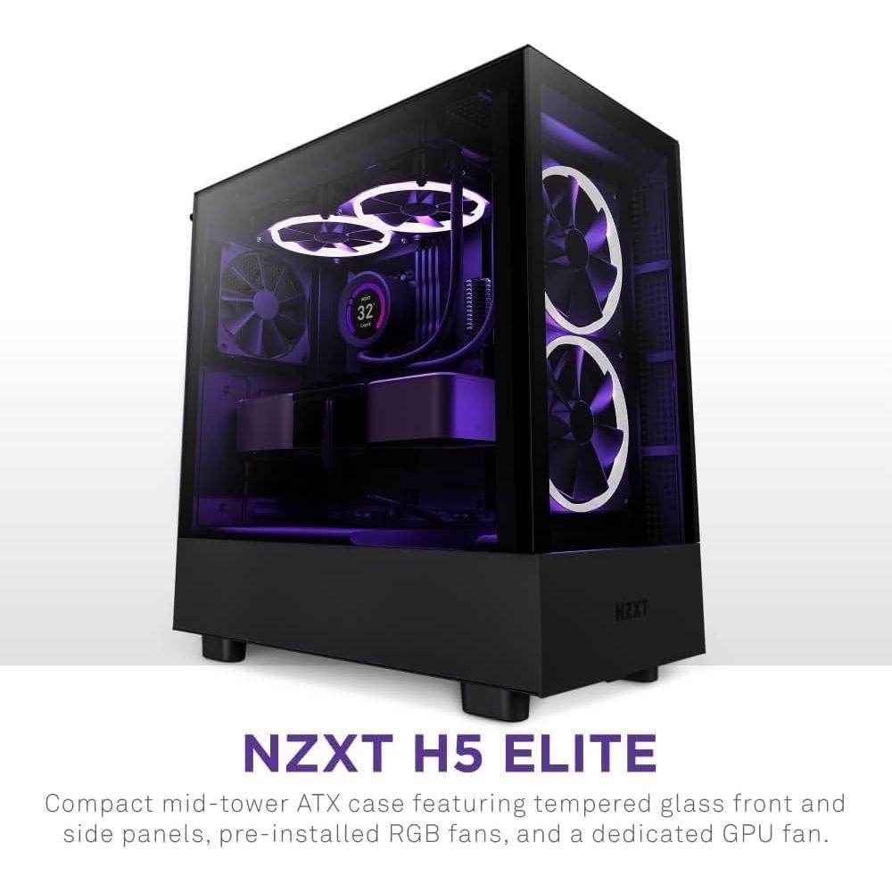 NZXT H5 Elite ATX Mid Tower PC Gaming Case - Black (CC-H51EB-01) - PakByte Computers 