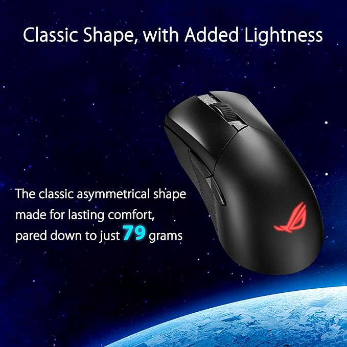 ASUS ROG Gladius III Wireless Gaming Mouse: Triple Connectivity, 36K DPI, 6 Programmable Buttons, Replaceable Switches, Paracord Cable, Black. - PakByte Computers 