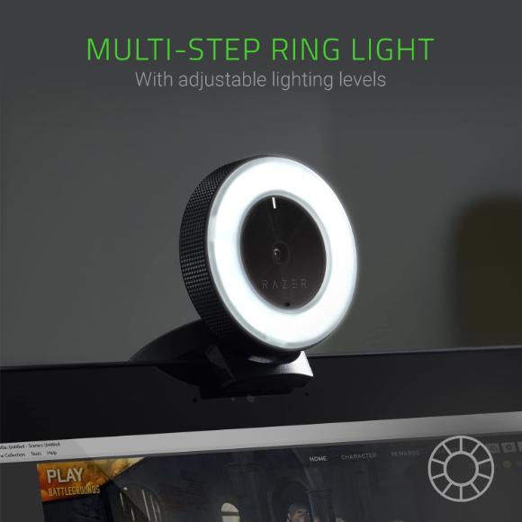 Razer Kiyo Streaming Webcam: 1080p 30 FPS / 720p 60 FPS - Ring Light w/ Adjustable Brightness - Built-in Microphone - Advanced Autofocus - PakByte Computers 