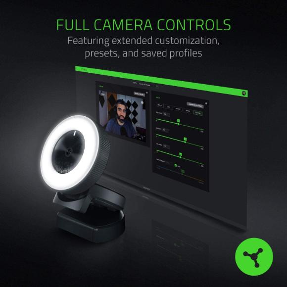 Razer Kiyo Streaming Webcam: 1080p 30 FPS / 720p 60 FPS - Ring Light w/ Adjustable Brightness - Built-in Microphone - Advanced Autofocus - PakByte Computers 