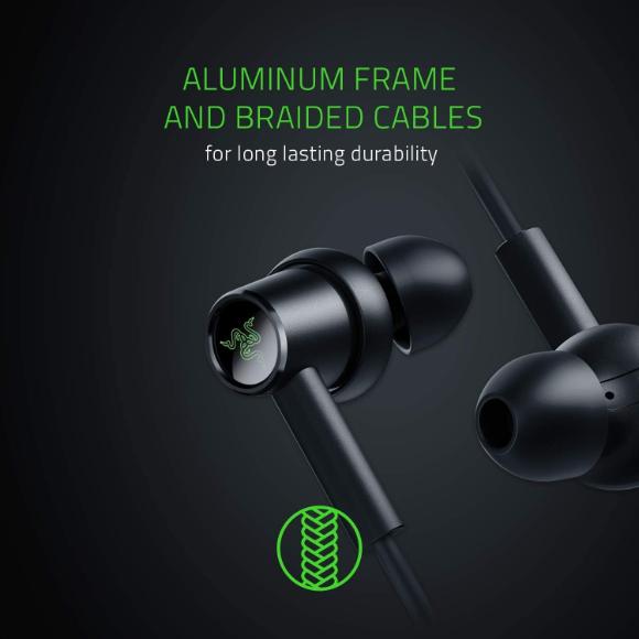 Razer Hammerhead Duo Wired Earbuds: Braided Cable - 3.5mm Headphone Jack - Matte Black - PakByte Computers 