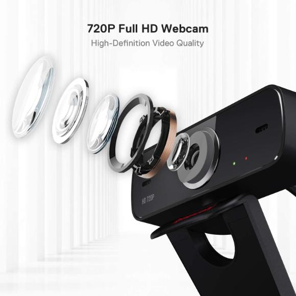 Redragon GW600 720P Webcam with Built-in Dual Microphone, 360-Degree Rotation - 2.0 USB Skype Computer Web Camera - PakByte Computers 