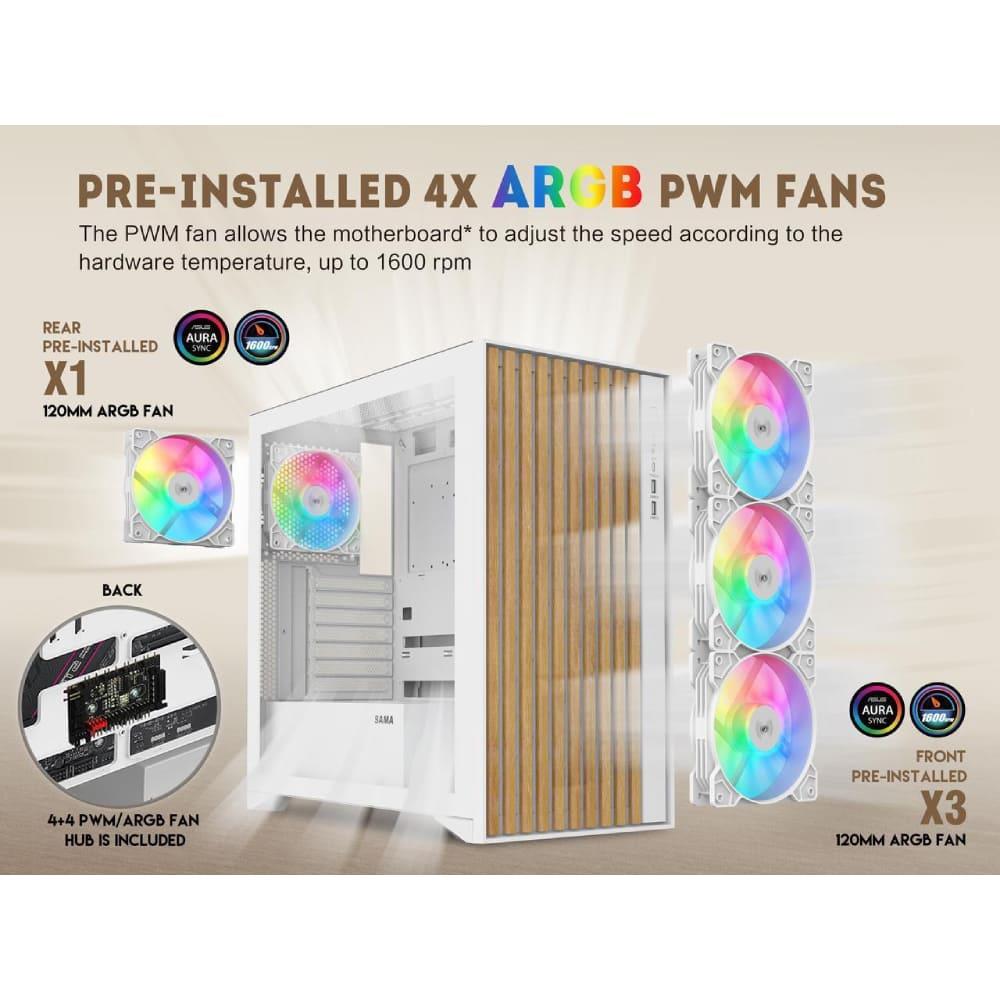 Sama V Nature 4x ARGB Fans | BTF Support ATX- White - PakByte  