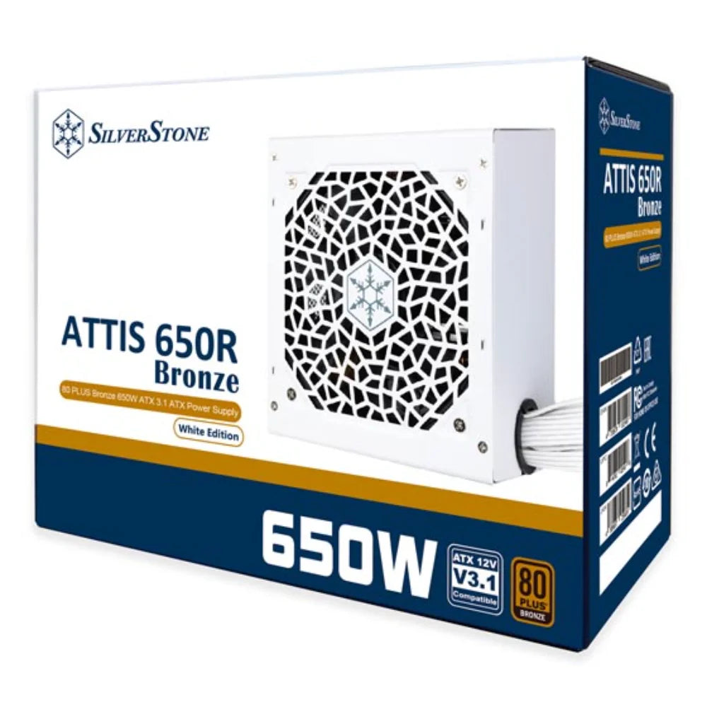 SilverStone SST-AT650R-BF-WBW ATTIS 650R 80 PLUS Bronze 650W Power Supply - White - PakByte Computers 