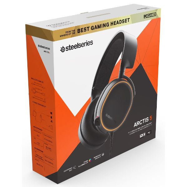 SteelSeries Arctis 5 (2019 Edition) RGB Illuminated Gaming Headset with DTS Headphone:X v2.0 Surround for PC and PlayStation 4 – Black - PakByte Computers 