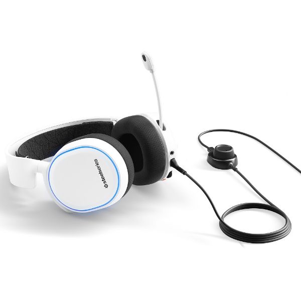 SteelSeries Arctis 5 (2019 Edition) RGB Illuminated Gaming Headset with DTS Headphone:X v2.0 Surround for PC and PlayStation 4 – White - PakByte Computers 