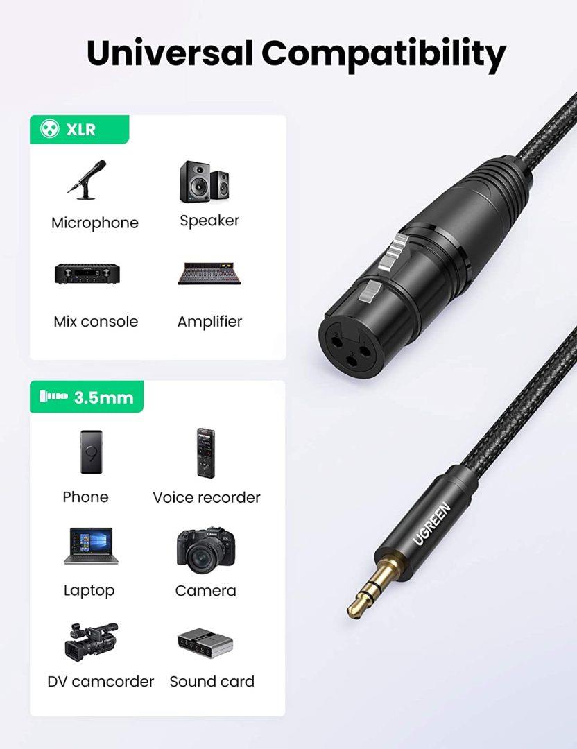 Ugreen 3.5mm Three-Pole Male to XLR Female Audio Cable 2m - PakByte  