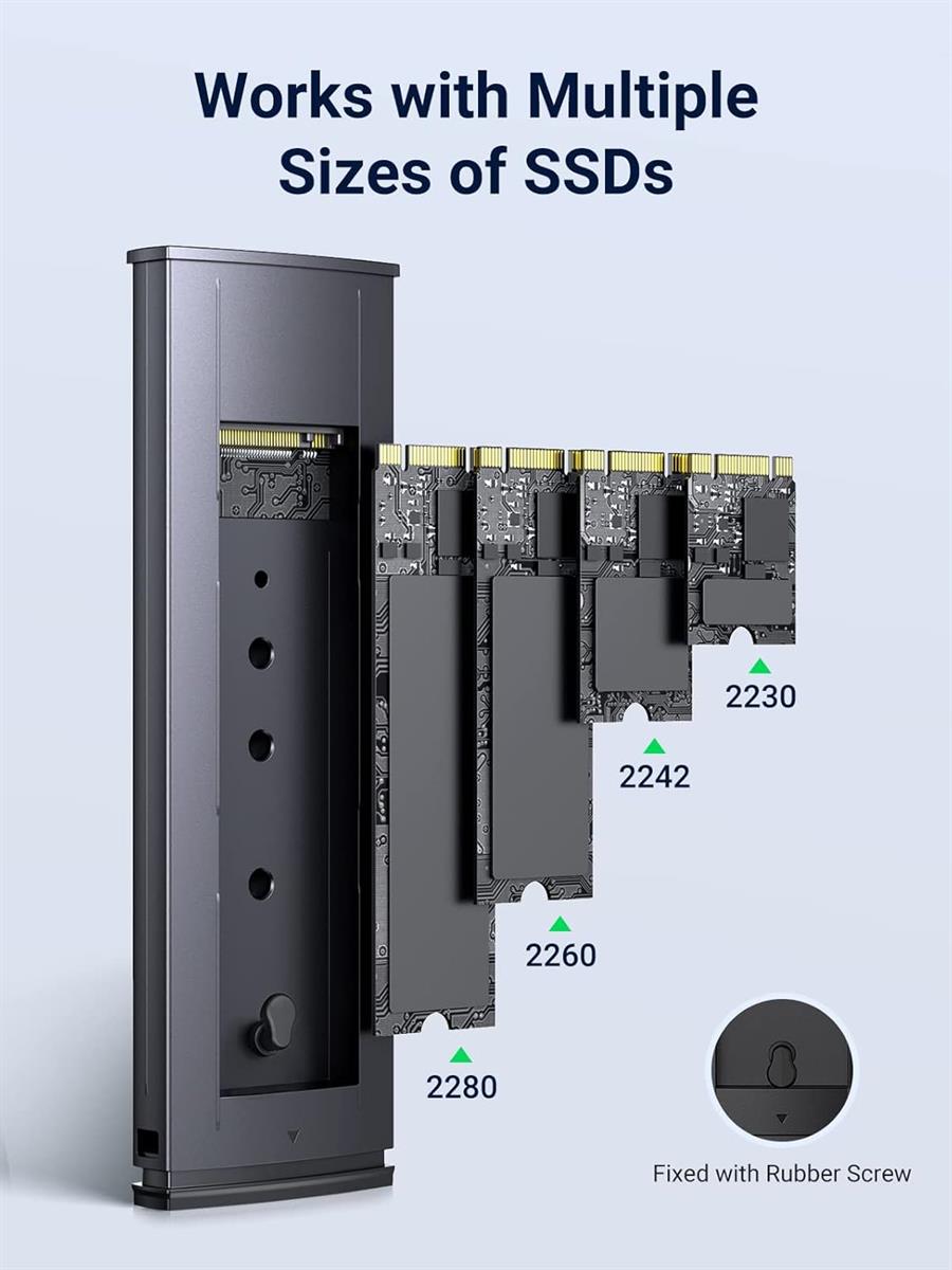 Ugreen M.2 NVMe SSD Enclosure, Tool-Free NVMe Enclosure, 10Gbps NVMe to USB Adapter with USB 3.2 Gen2, Aluminum M2 SSD Enclosure Supports M and B&M Keys and Size in 2230/2242 /2260/2280 SSDs (Black) - PakByte  