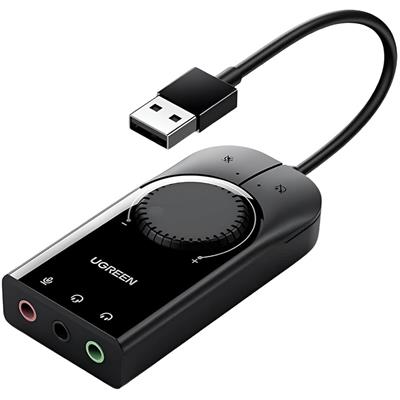 Ugreen USB Audio Adapter External Stereo Sound Card 3.5mm Headphone Mic - PakByte  