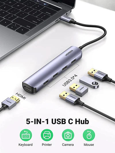 UGREEN USB-C to 4*USB 3.0+HDMI Adapter (5-in-1) - PakByte  