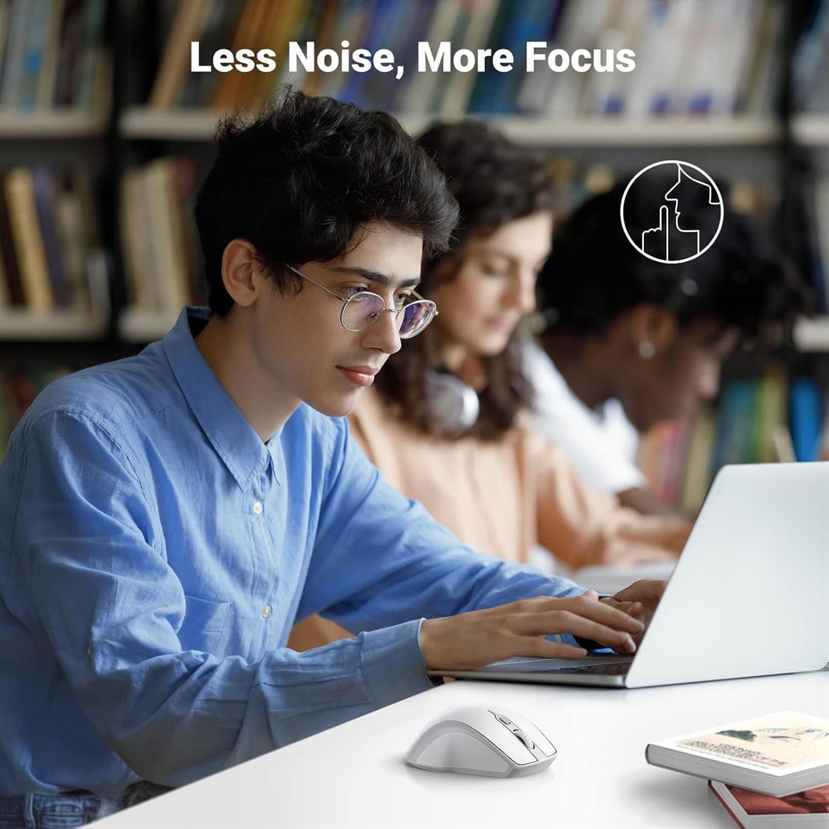 Ugreen Wireless, Ergonomic Bluetooth 5.0 Mouse for Laptop, 2.4G - White
