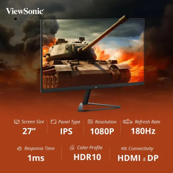 ViewSonic Omni VX2779-HD-PRO - 180Hz 1080p FHD IPS 27" Gaming Monitor - PakByte Computers 