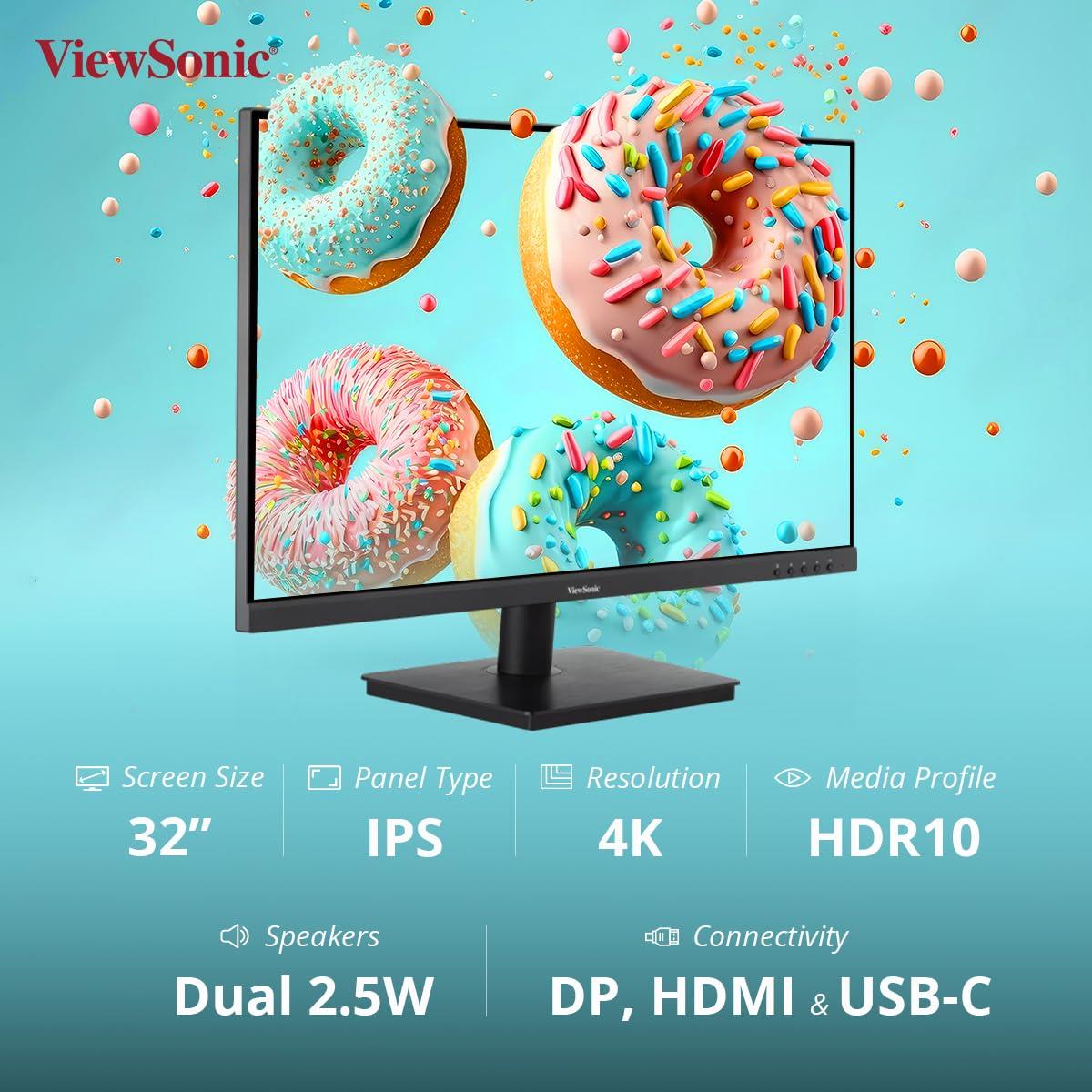 ViewSonic VA3209U-4K - 60Hz 4K UHD IPS 32" USB-C Monitor - PakByte Computers 