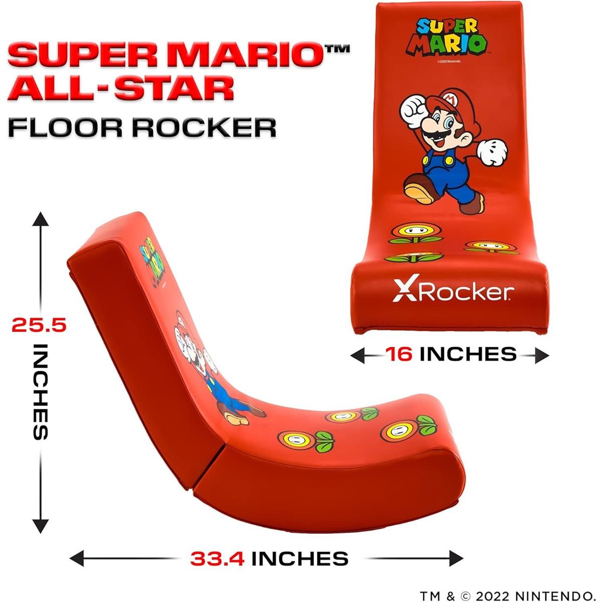 X Rocker Super Mario Video Gaming Floor Chair - Red