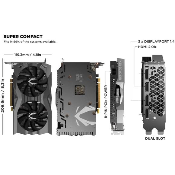 ZOTAC Gaming GeForce GTX 1660 Super AMP Edition 6GB GDDR6 192-bit Gaming Graphics Card - Zt-T16620D-10M - PakByte Computers 