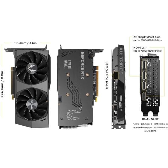 ZOTAC Gaming GeForce RTX 3060 Twin Edge OC 12GB GDDR6 192-bit 15 Gbps PCIE 4.0 Gaming Graphics Card (ZT-A30600H-10M) - PakByte Computers 